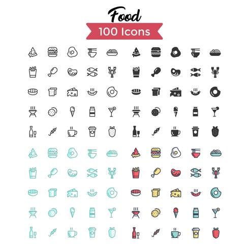 vecteur d&#39;icônes de nourriture