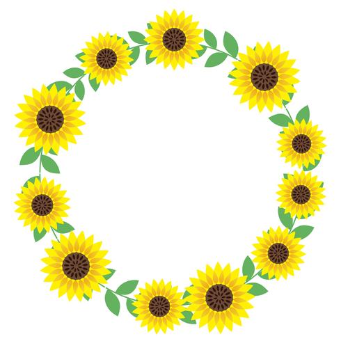 Cadre de tournesol circulaire avec espace de texte. vecteur