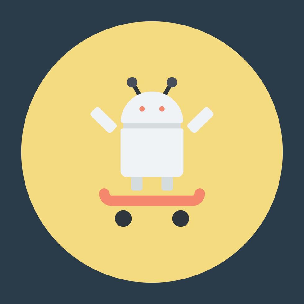 Android sur planche à roulettes vecteur