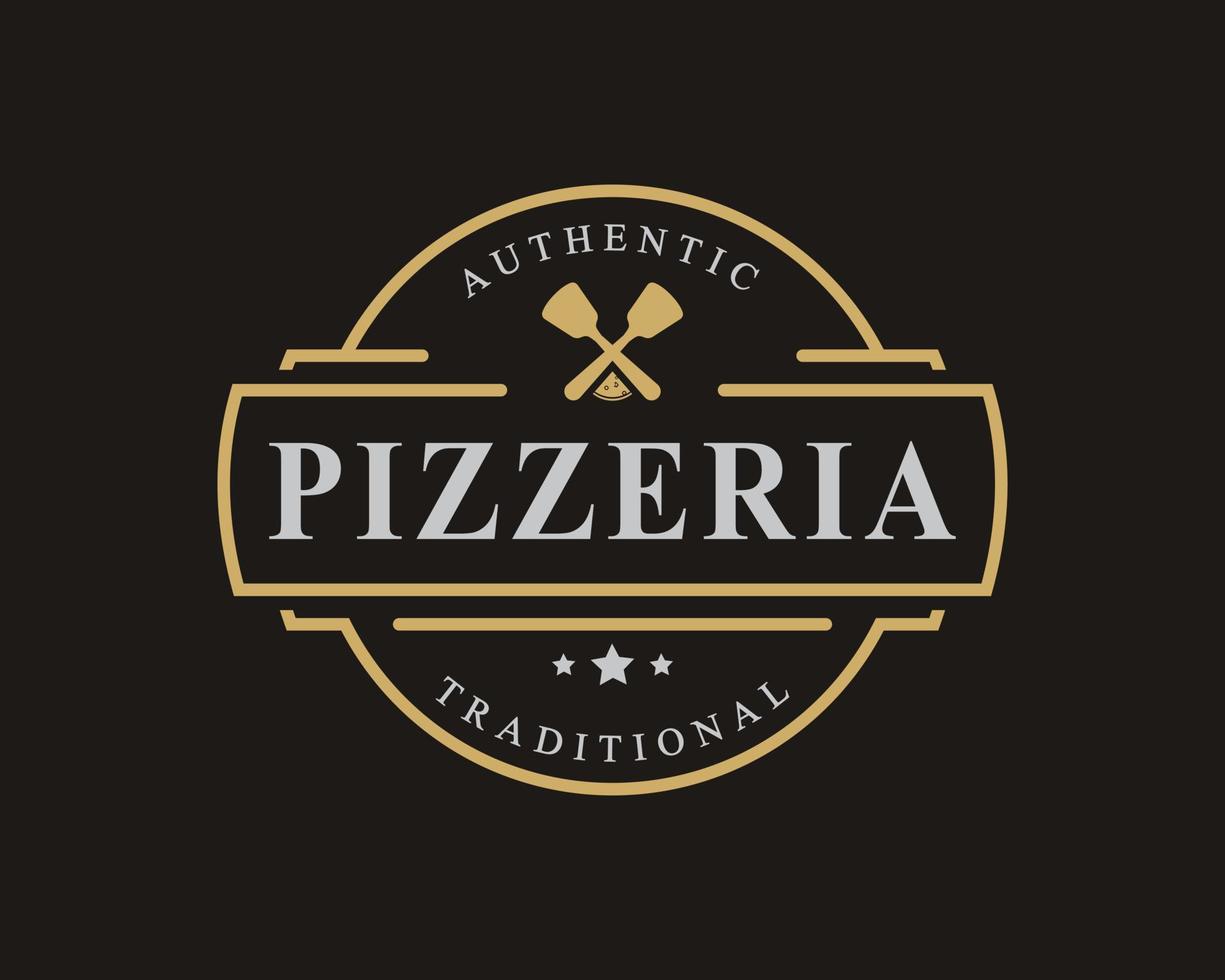 insigne rétro vintage pour spatule pizza pizzeria logo emblème symbole de conception vecteur