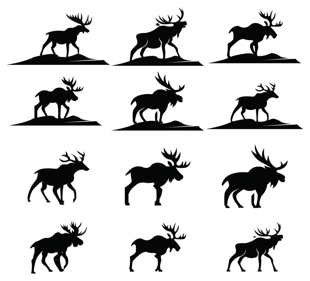 animaux à cornes silhouette collection cerf cerf orignal caribou vecteur