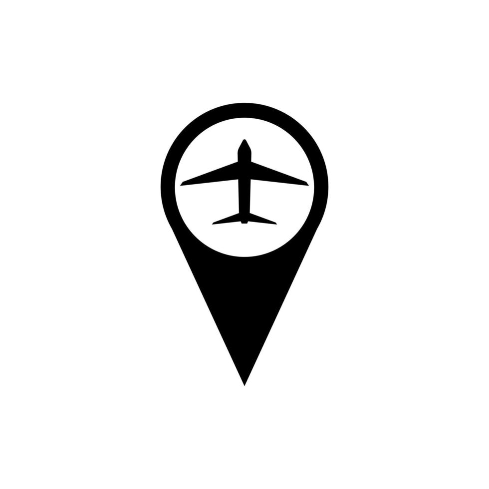 icône du logo de localisation de l'avion. illustration de logo de marque de vecteur