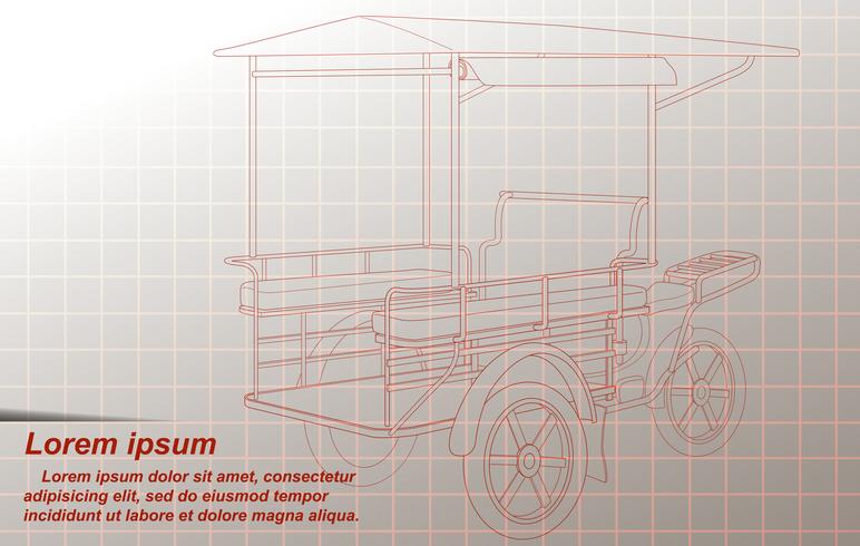 Contour de tricycle de fret sur le fond. vecteur