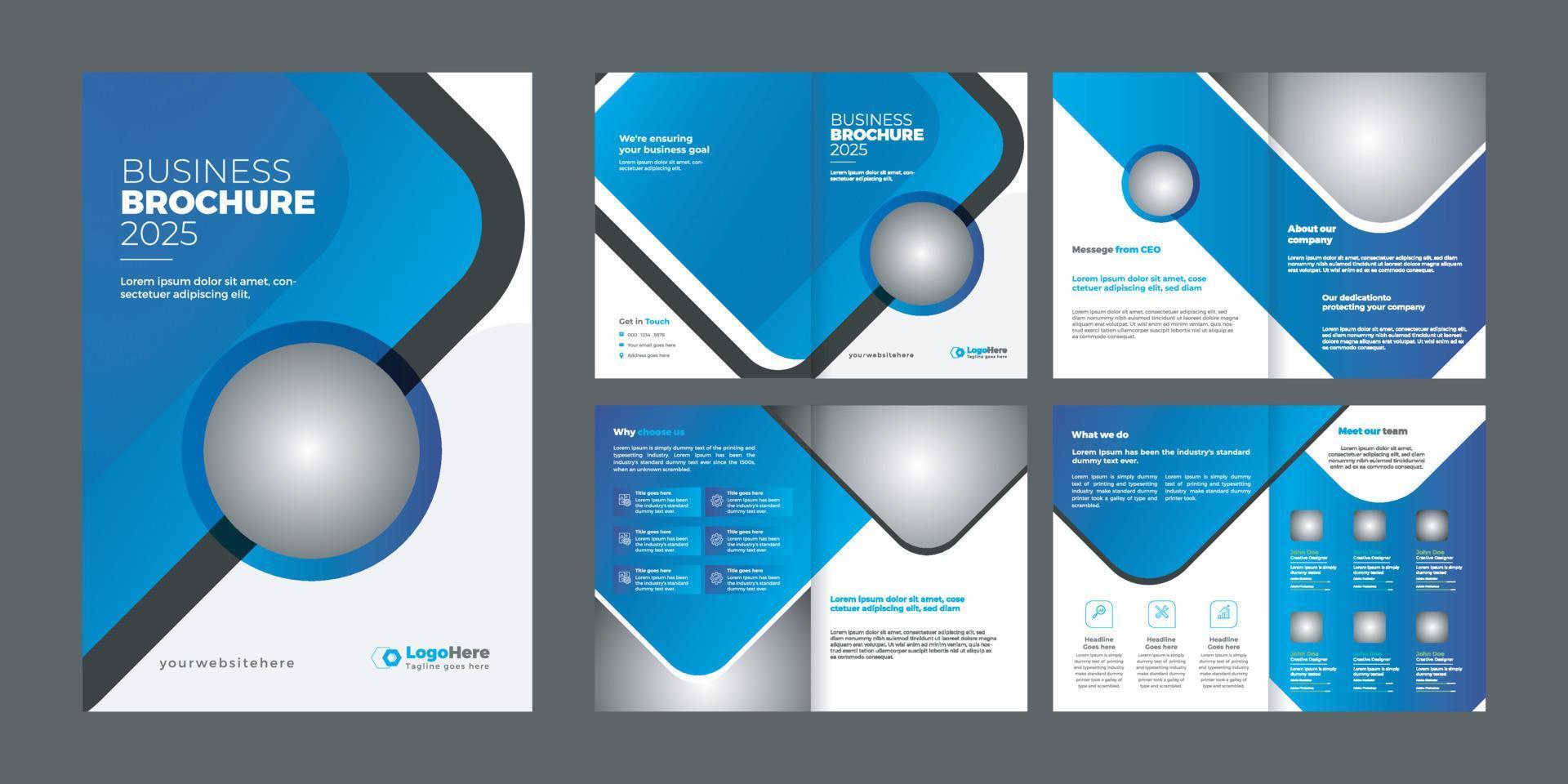 brochure commerciale polyvalente de 8 pages, proposition, modèle de rapport annuel vecteur