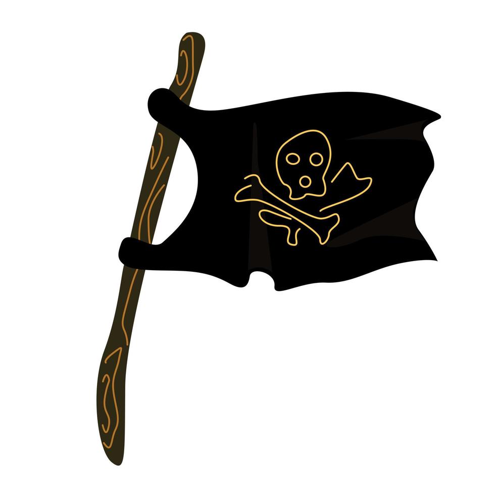 drapeau pirate noir avec une tête de mort vecteur