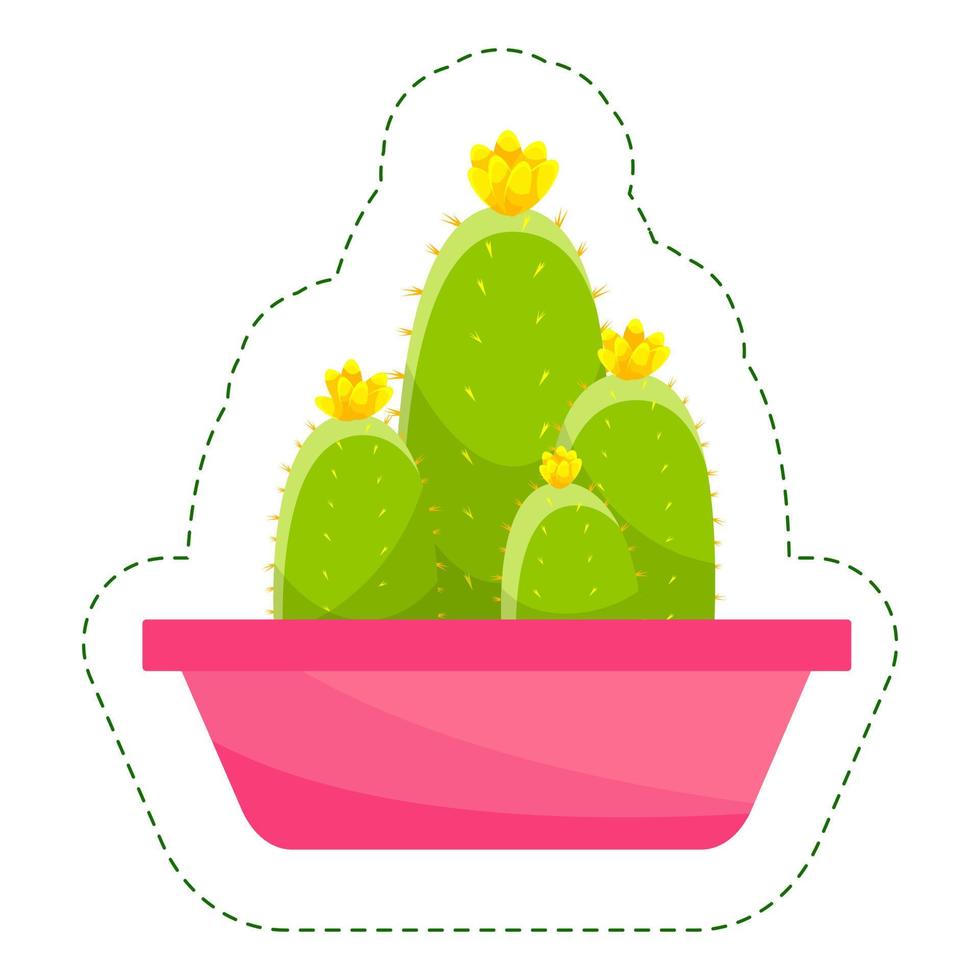 autocollants cactus et plantes succulentes dans des pots de fleurs. ensemble d'autocollants vectoriels de cactus verts mignons et de plantes succulentes dans des pots. collection de plantes d'intérieur en pots. isolé sur fond blanc vecteur