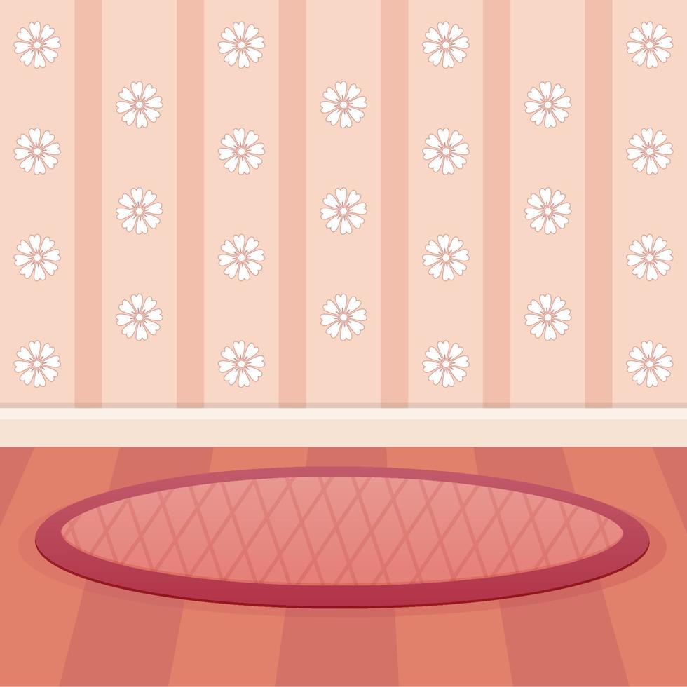 papier peint et sol couleur rose pêche. conception douce couleur rose. illustration de dessin animé de vecteur de l'intérieur de la pièce.