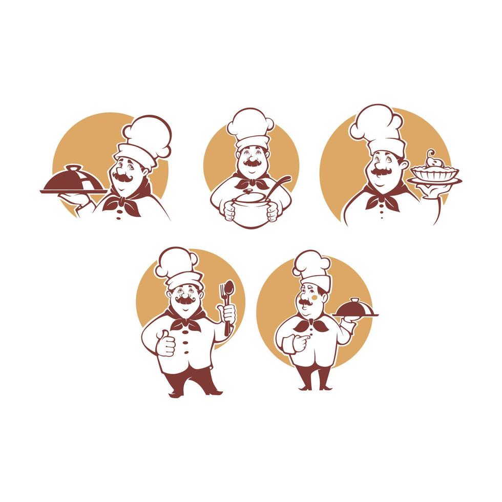 conception de dessin animé de vecteur d'un chef cuisinier portant ses vêtements de chef à l'air si heureux