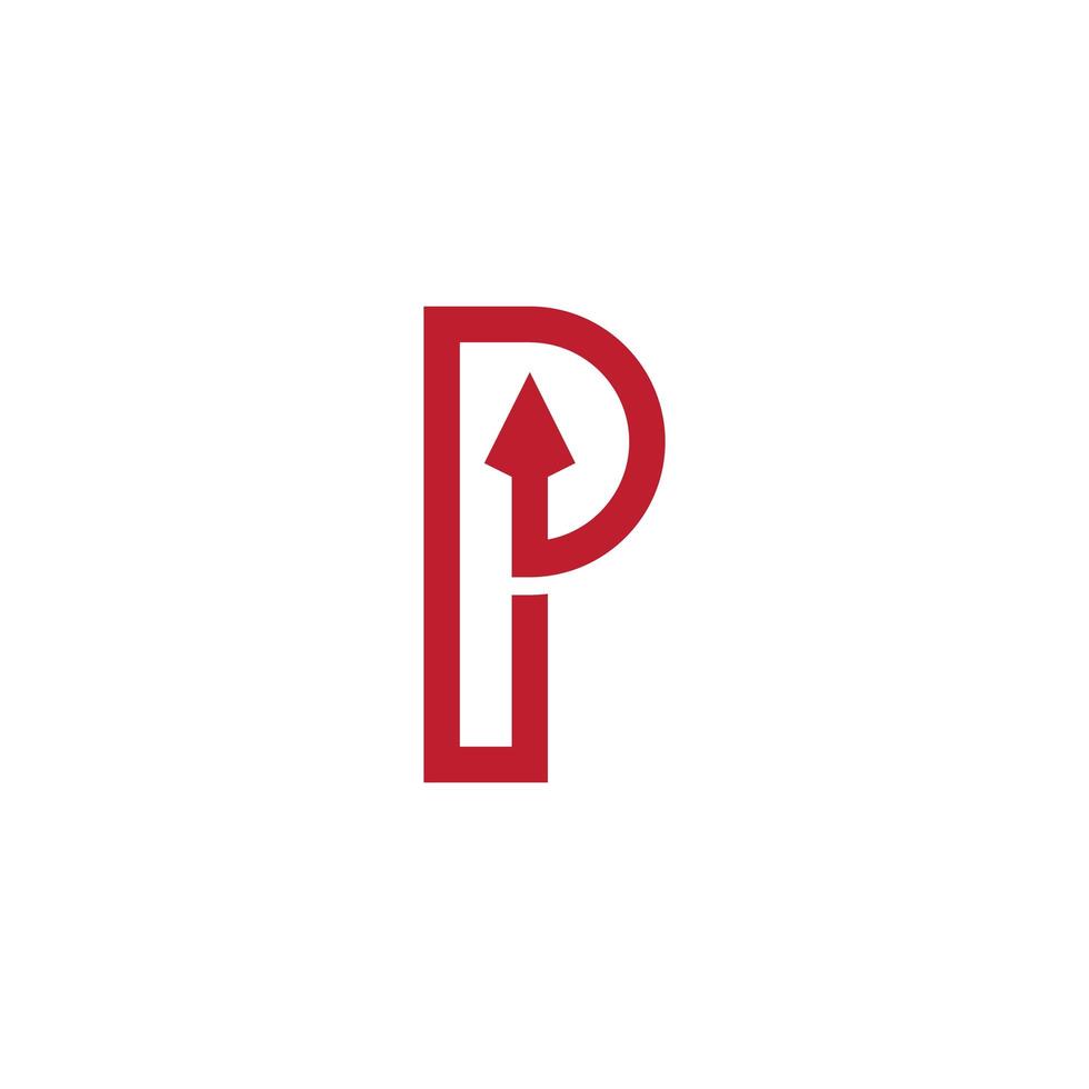 lettre p avec création de logo flèche vecteur