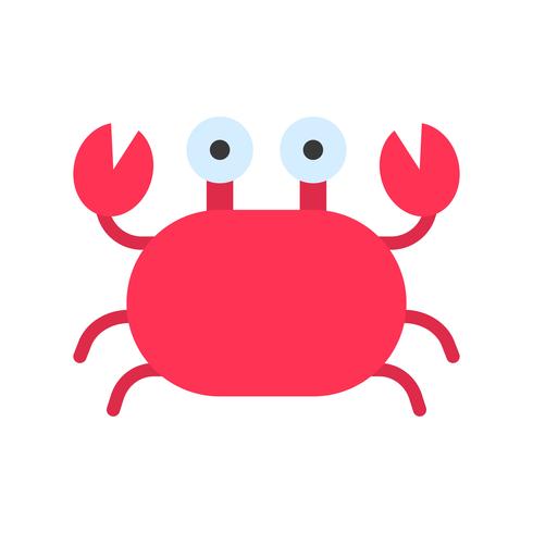 Vecteur de crabe, icône de style plat connexe tropical