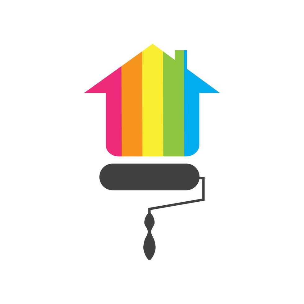 modèle de conception de logo d'icône vectorielle de service de peinture de maison colorée vecteur