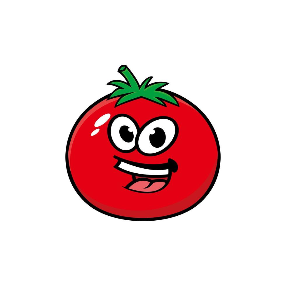 mignon, dessin animé, fruit, tomate, caractère, mascotte vecteur