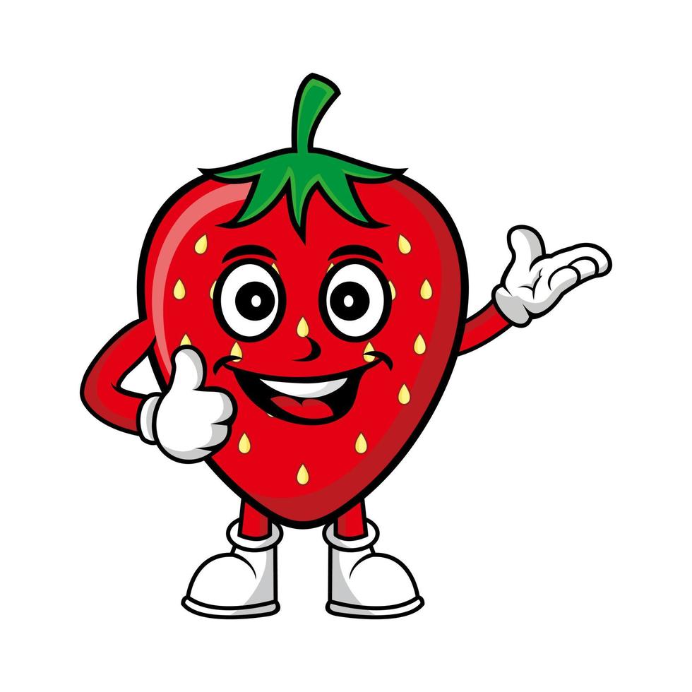 personnage de mascotte de dessin animé de fraise souriant. illustration vectorielle isolée sur fond blanc vecteur