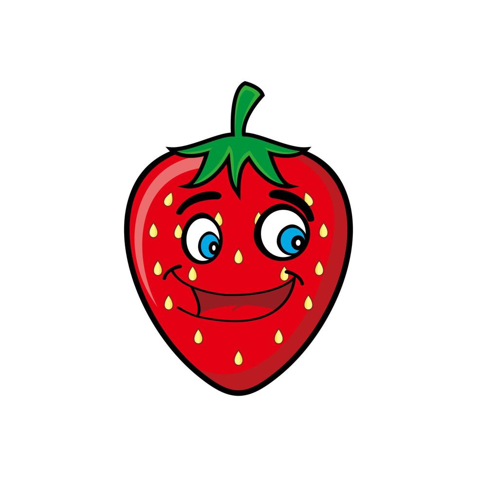 personnage de mascotte de dessin animé de fraise souriant. illustration vectorielle isolée sur fond blanc vecteur