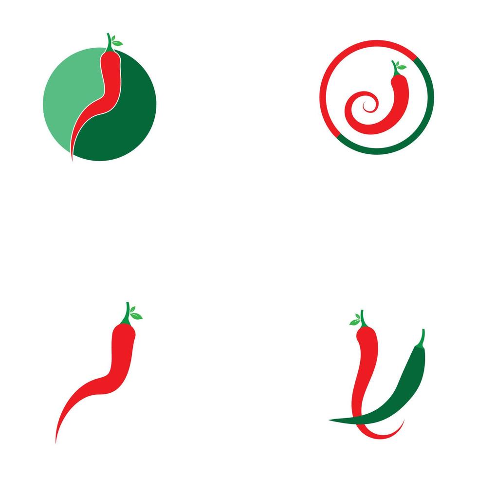 piment rouge et vert logo icône illustration vectorielle vecteur