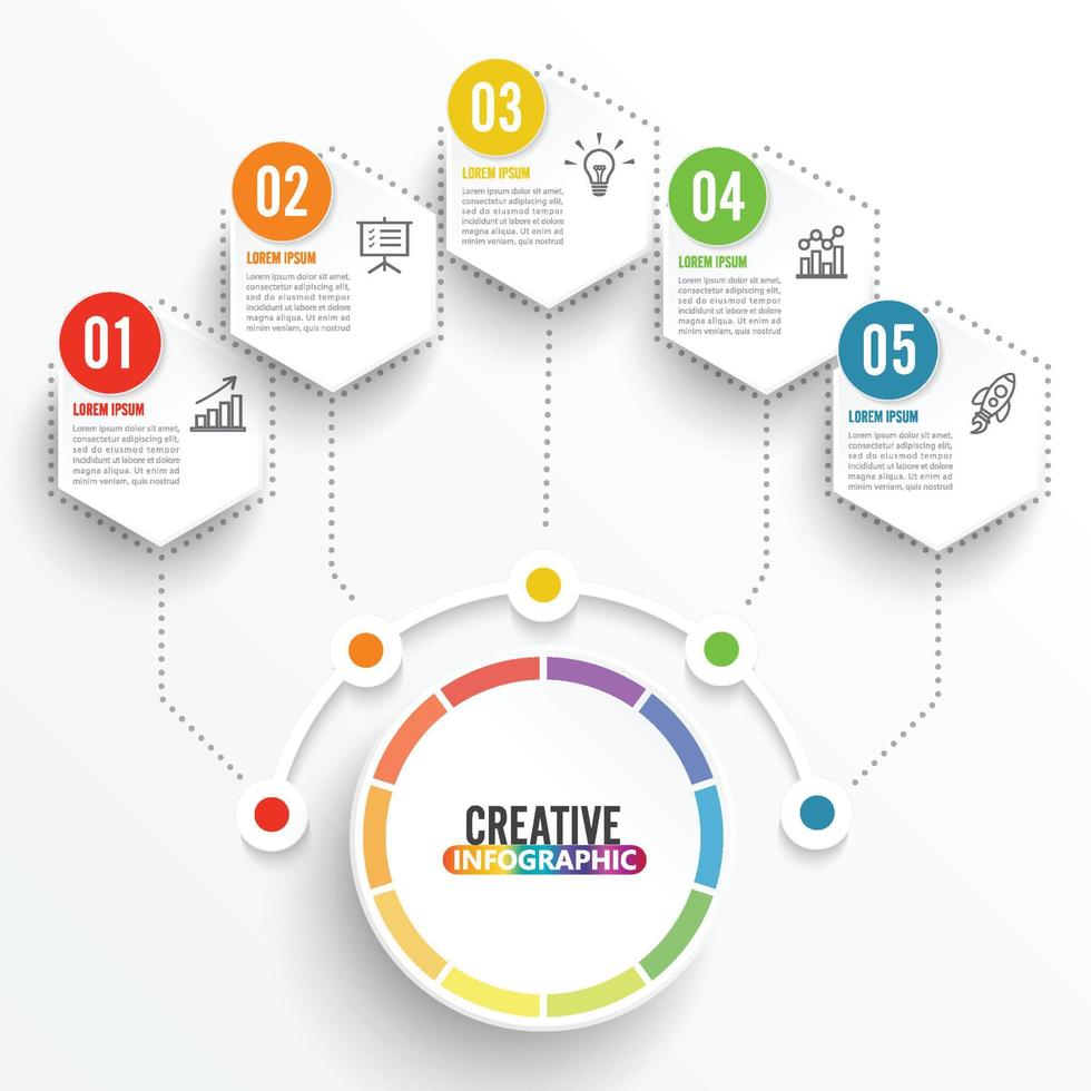 modèle infographique de vecteur avec étiquette en papier 3d, cercles intégrés. concept d'entreprise avec des options. pour le contenu, diagramme, organigramme, étapes, pièces, infographie de chronologie, mise en page de flux de travail, graphique