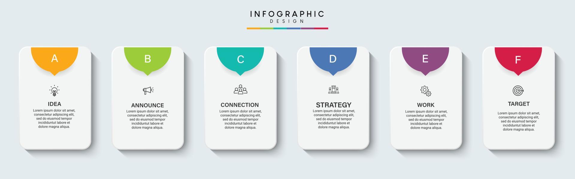 étapes de visualisation des données d'entreprise processus de chronologie conception de modèle infographique avec des icônes vecteur