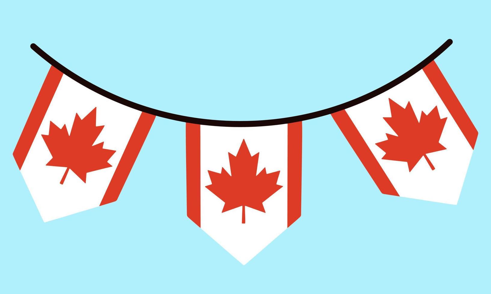 drapeau du canada. guirlande sur une corde avec des feuilles d'érable rouges. icône de symbole de pays isolé. signe d'état, bannière officielle. décoration patriotique festive vecteur