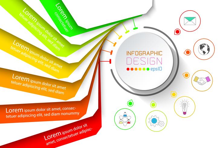 Bannière colorée entreprise infographique avec six étapes. vecteur