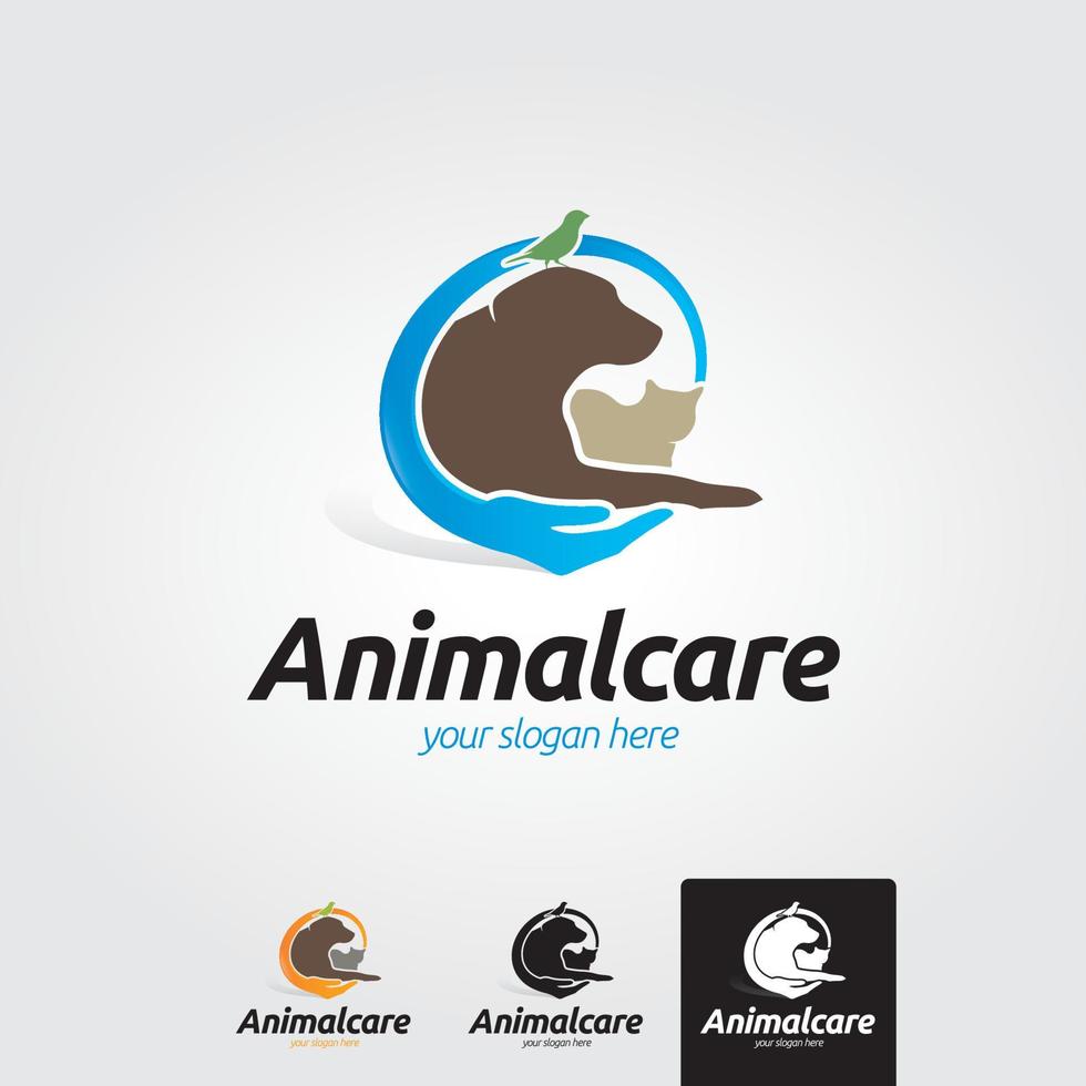 modèle de logo minimal de soins aux animaux - vecteur