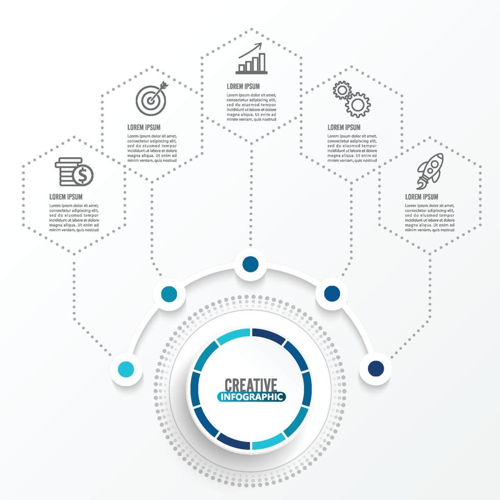 modèle infographique de vecteur avec étiquette en papier 3d, cercles intégrés. concept d'entreprise avec des options. pour le contenu, diagramme, organigramme, étapes, pièces, infographie de chronologie, mise en page de flux de travail, graphique