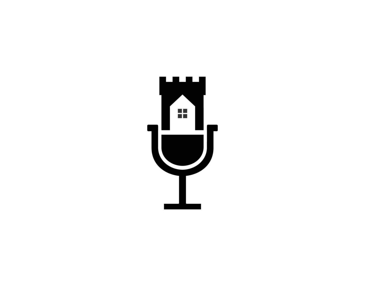 conceptions de symbole d'icône de logo de podcast et de château vecteur