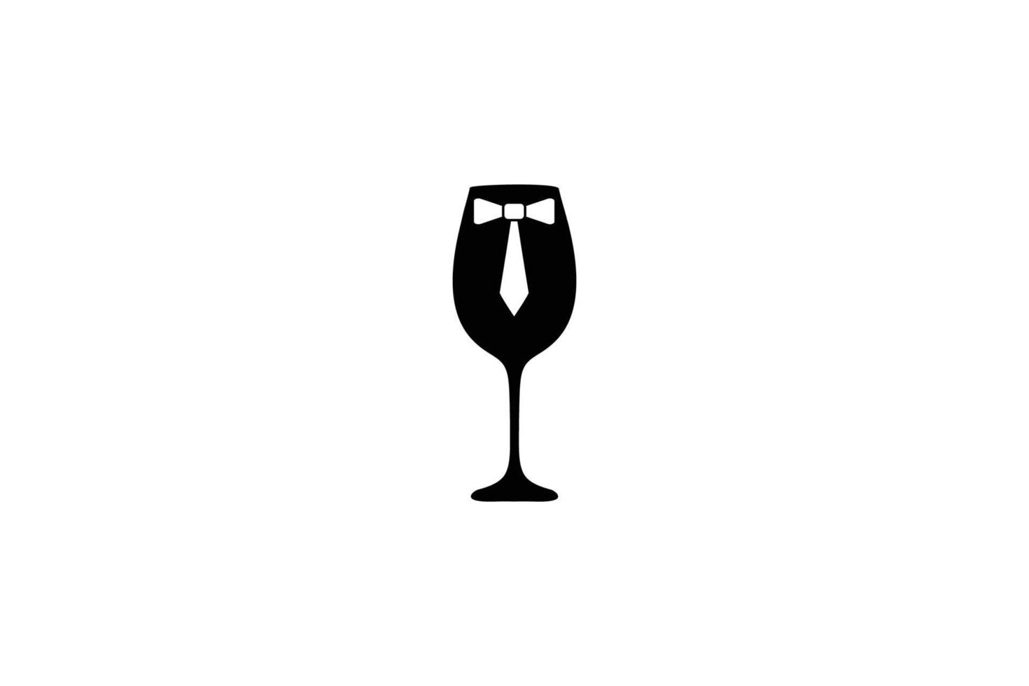 logo de verre à vin. inspiration de modèle de concept de ruban de noeud papillon de vin vecteur