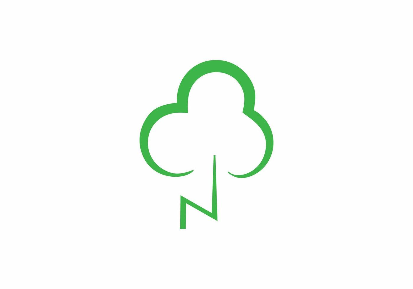 nuage d'arbre ou modèle de logo initial n cloud, icône, symbole, conception vecteur