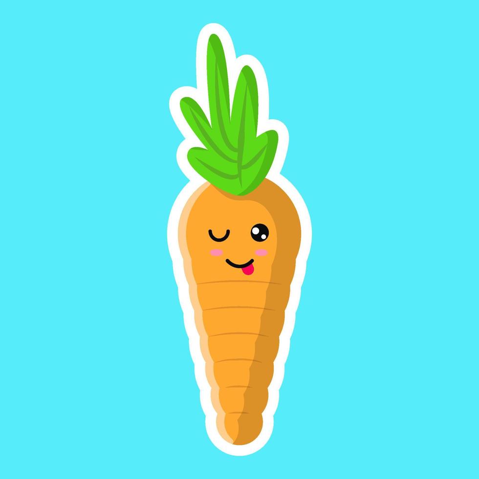 Carotte kawaii cute cartoon illustration vectorielle de légumes frais vecteur