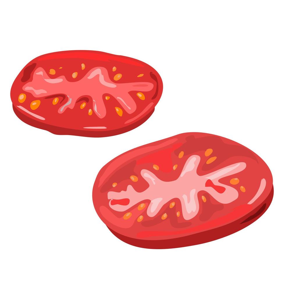 rondelles de tomates confortables sur fond blanc. vecteur