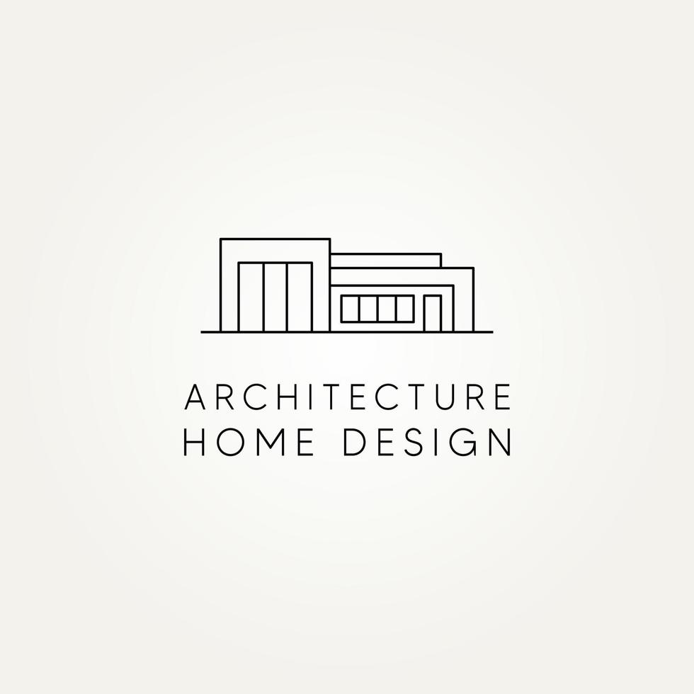 architecture design de maison dessin au trait minimaliste logo vecteur