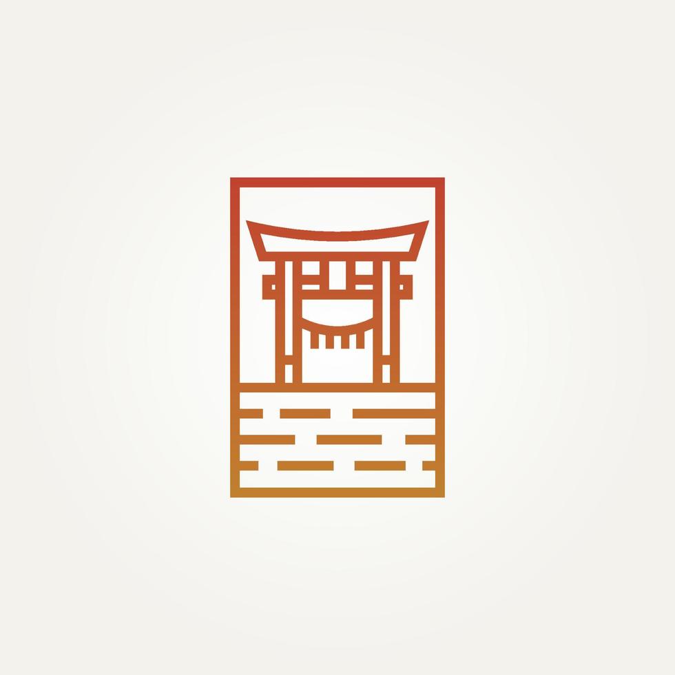 torri gate repère minimaliste logo d'art en ligne vecteur