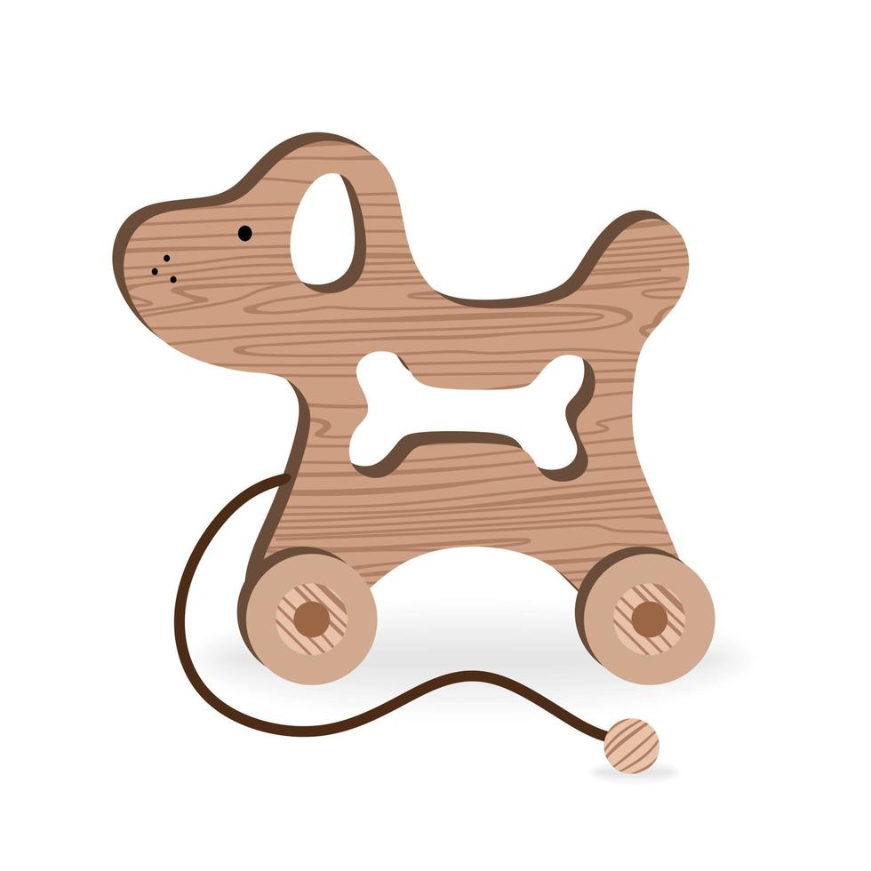 jouets pour enfants pour jeux et divertissements pour enfants dessin animé jouets en bois chien en bois illustration vectorielle vecteur