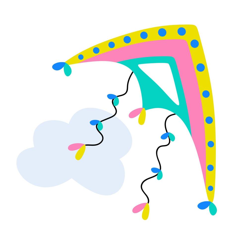 cerf-volant coloré sur fond blanc isolé avec des nuages. illustration vectorielle. vecteur