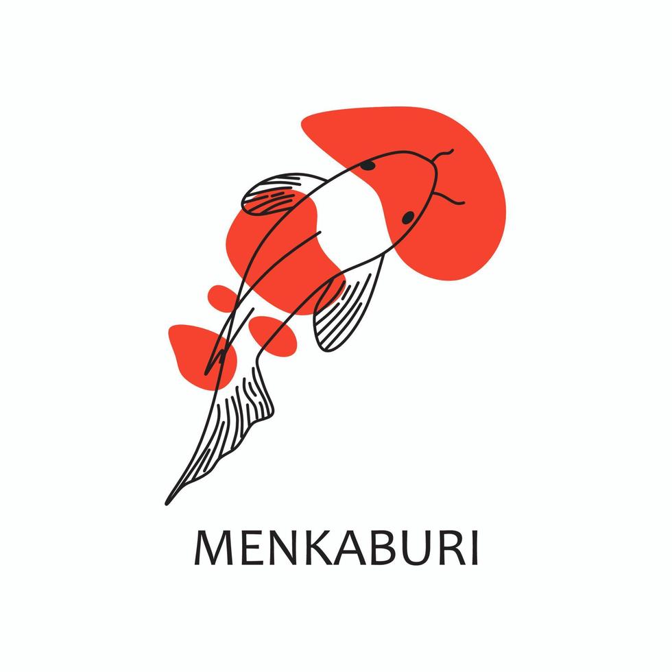 logo de poisson koi avec motif rouge vecteur