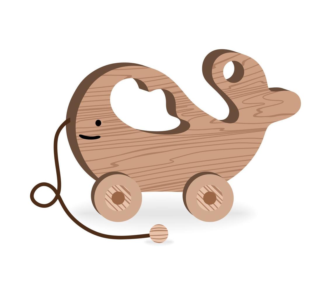 jouets pour enfants pour jeux et divertissements pour enfants dessin animé jouets en bois illustration vectorielle de baleine en bois vecteur
