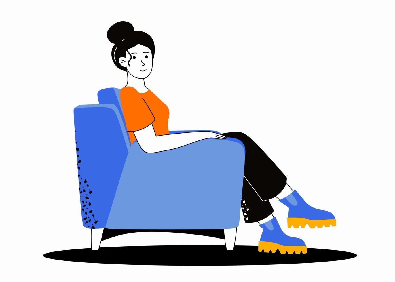une jeune fille est assise dans un fauteuil illustration vectorielle de décor à la maison vecteur