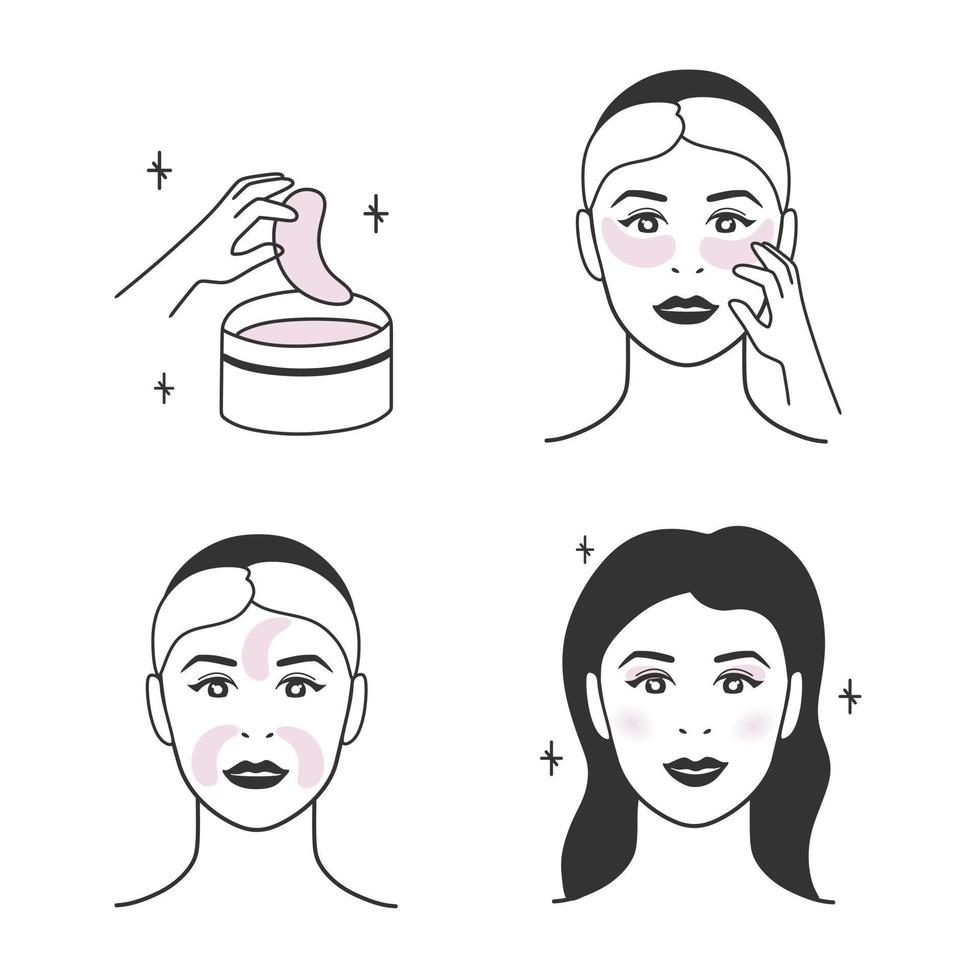 correctifs pour les options de visage et l'ordre d'utilisation. un ensemble d'illustrations vectorielles. vecteur