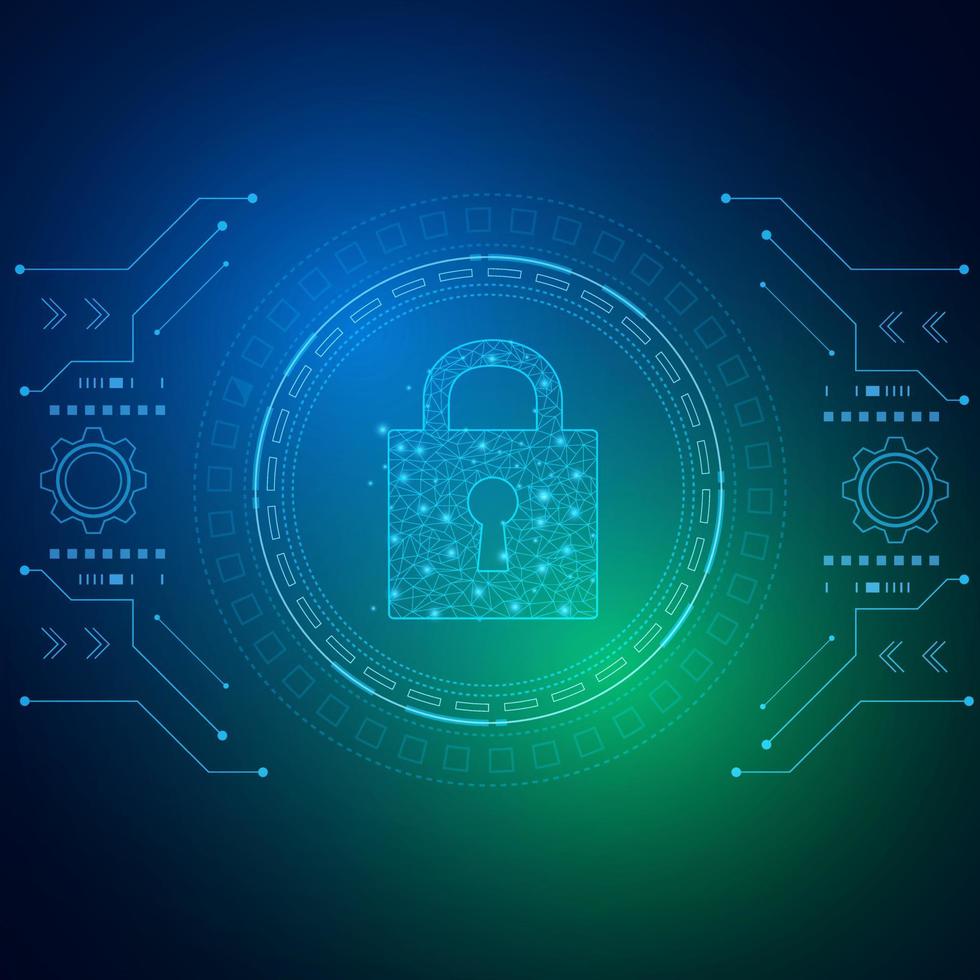 concept de technologie de cybersécurité , bouclier avec icône de trou de serrure sur circuit imprimé , données personnelles , vecteur