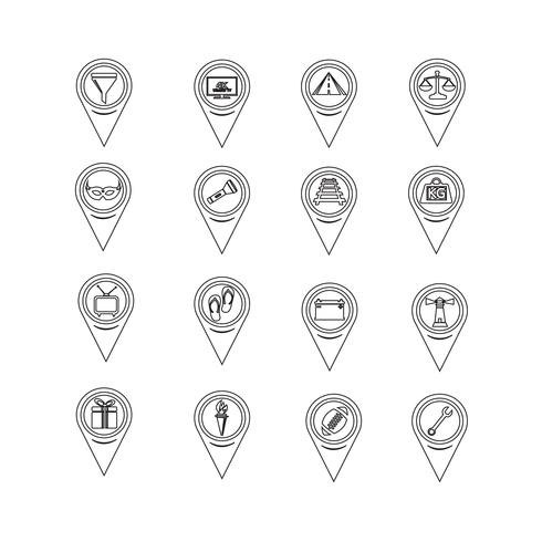 Ensemble d&#39;icônes de pointeur de carte pour site Web et communication vecteur