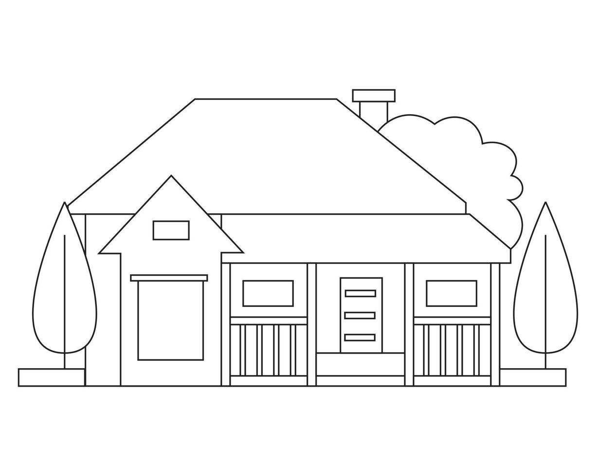 coloriage de maison simple et facile. conception d'art de ligne de maison moderne. dessin au trait vecteur