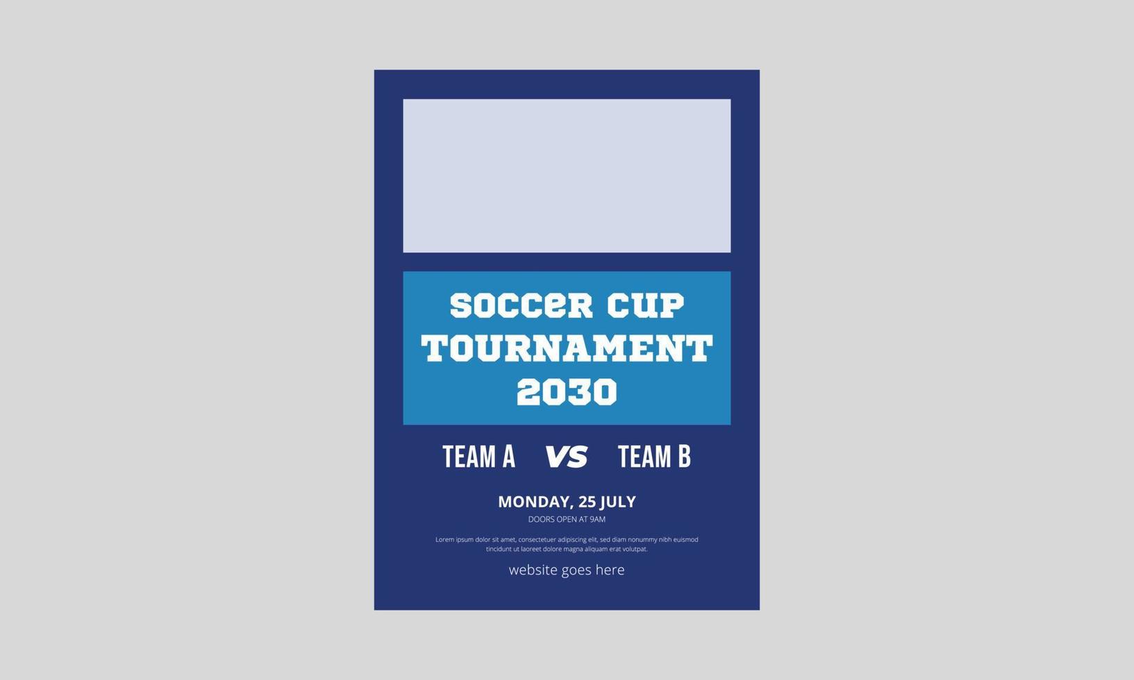 conception de modèle de flyer de tournoi de football. conception de dépliant d'affiche de flyer de championnat de coupe de football. dépliant du tournoi de la ligue de football. couverture, format a4, dépliant, prêt à imprimer vecteur