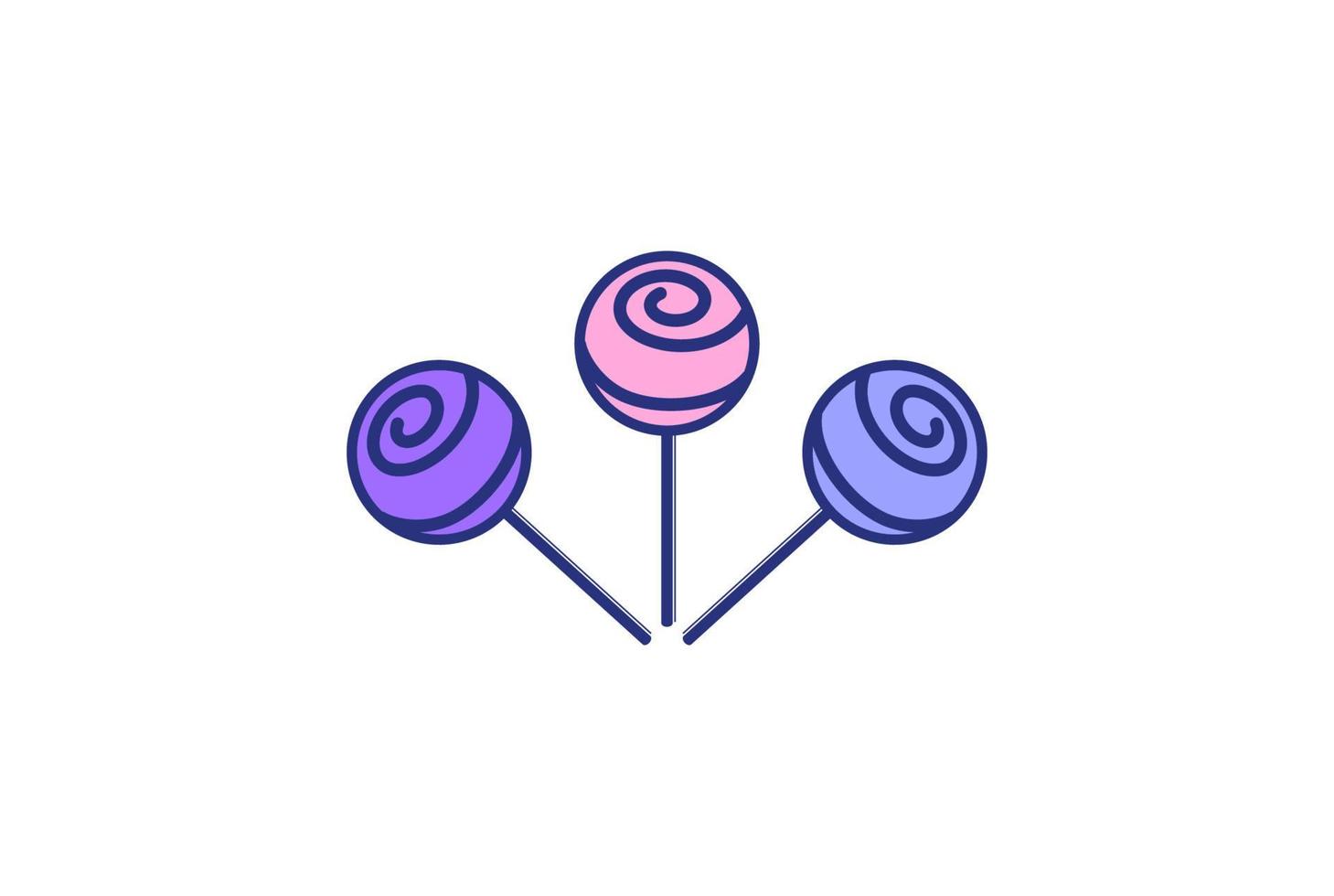 vecteur de conception de logo de bâton de bonbon sucette sucrée colorée