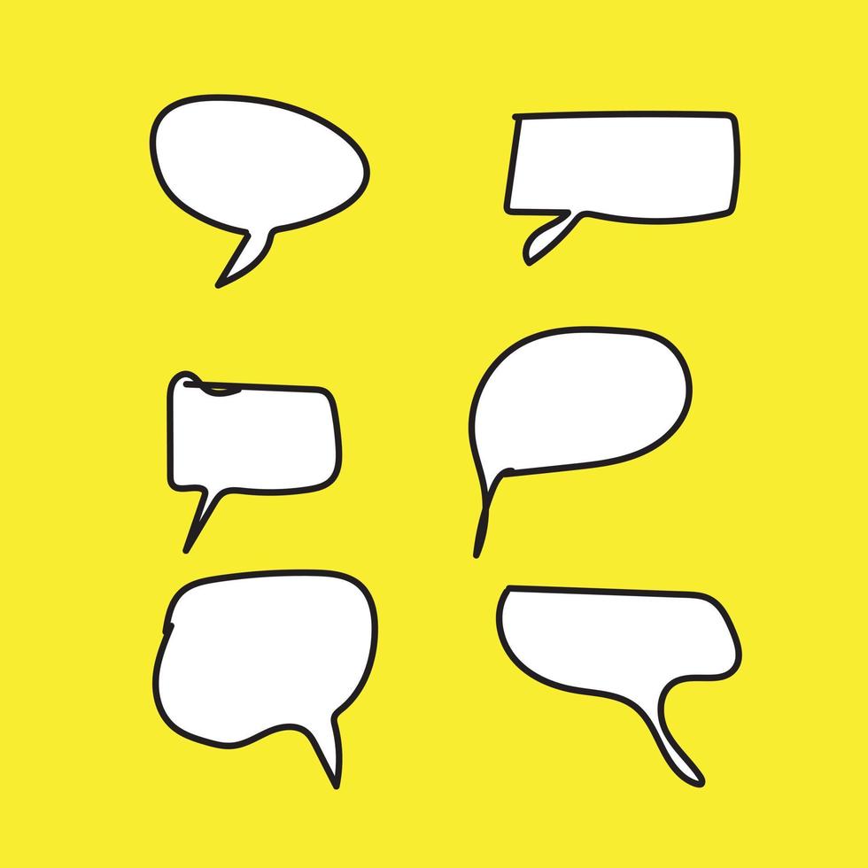 ensemble de quatre icônes de bulle de parole, isolées sur un fond jaune. jeu d'icônes de chat. vecteur