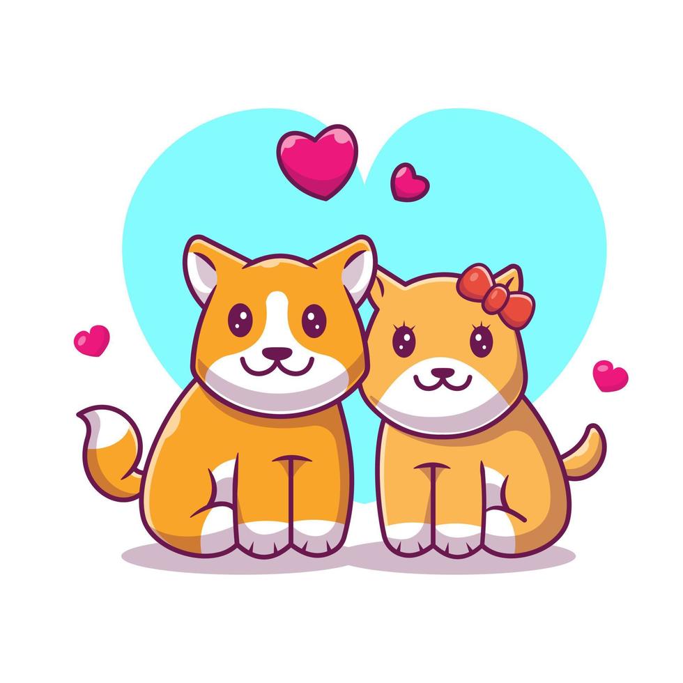 couple shiba inu chien dessin animé vecteur icône illustration. concept d'icône de nature animale isolé vecteur premium. style de dessin animé plat