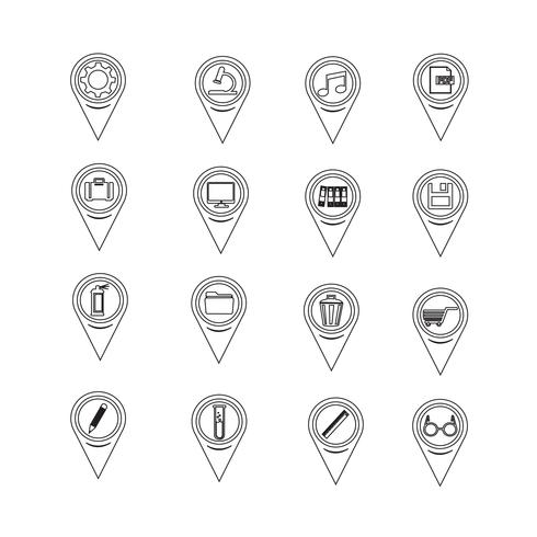 Ensemble d&#39;icônes de pointeur de carte pour site Web et communication vecteur