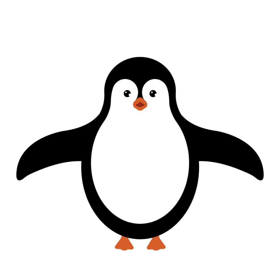 pingouin drôle de dessin animé, vecteur plat, isoler sur fond blanc