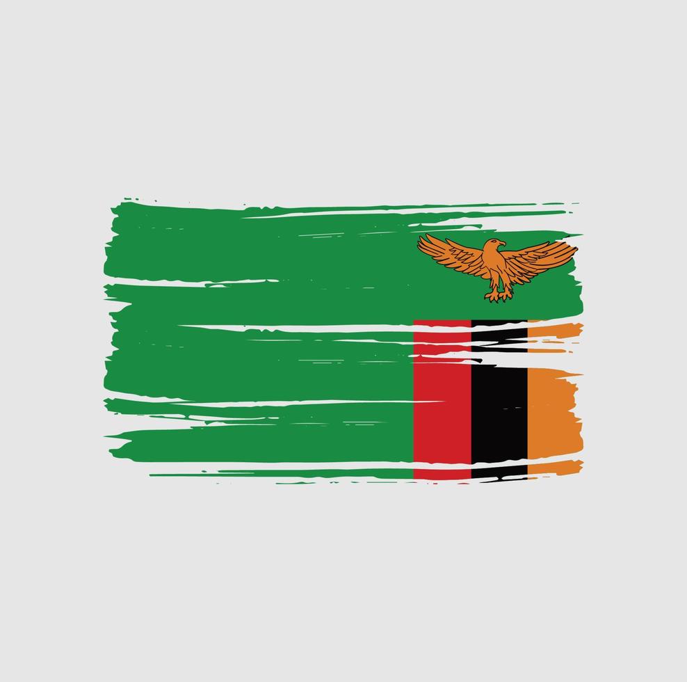 pinceau drapeau zambie. drapeau national vecteur