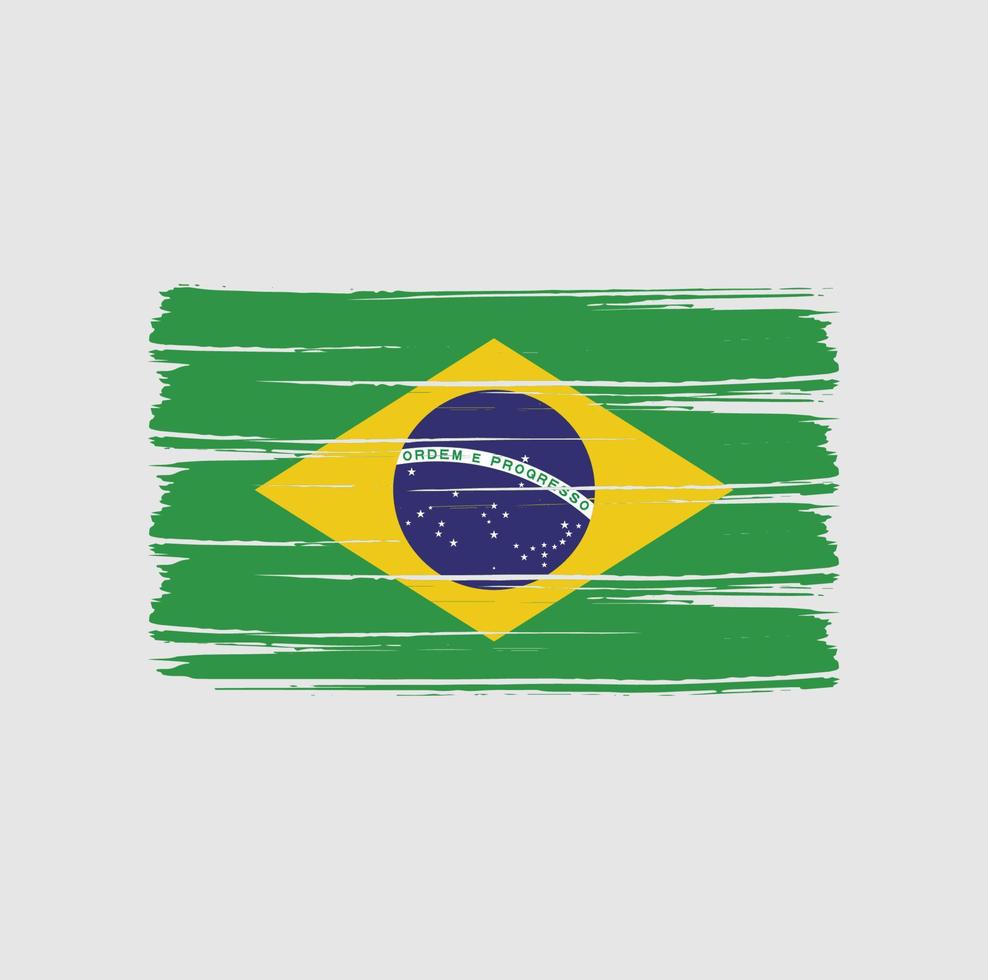 coups de pinceau du drapeau du brésil. drapeau national vecteur