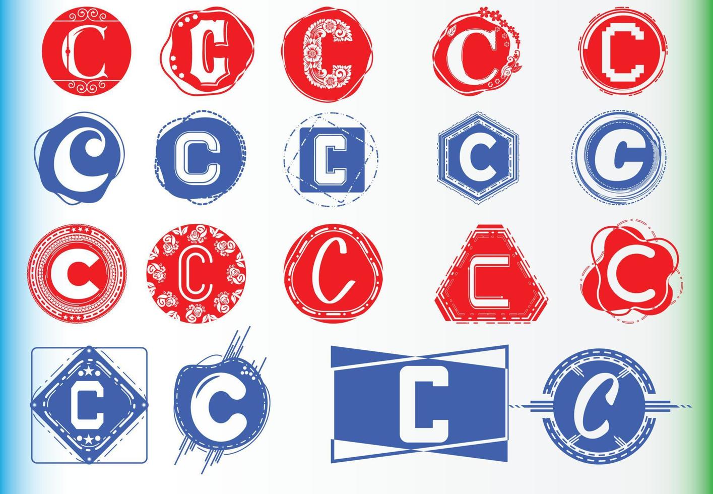 ensemble de modèles de conception de logo et d'icône de lettre c créative vecteur